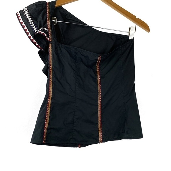 LoveShackFancy Opal beaded embroidered one shoulder ruffle blouse - Picture 4 of 9